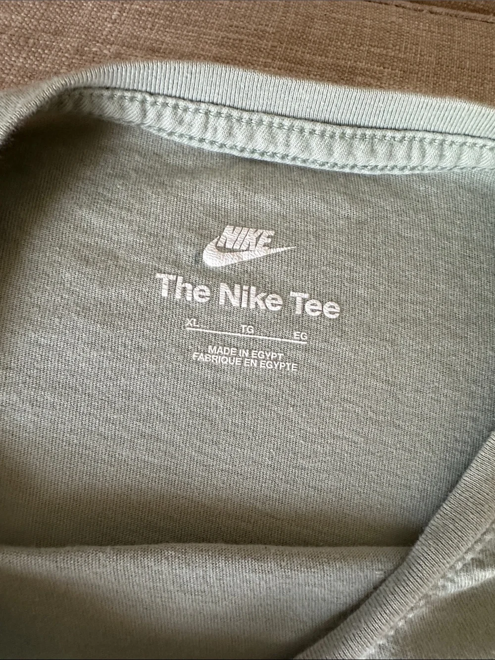 Nike Long Sleeve Crew Tee in Sage Green with White Swoosh - 100% Cotton